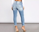 Fashion Slim Trend Ripped Denim Stretch Pants Jeans