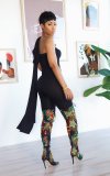 Women's autumn and winter new solid color split sexy one-piece shorts two-piece suit