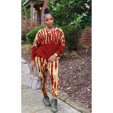 Autumn women's printed tie dyed fashion 2 suit