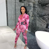 Autumn and winter camouflage print jumpsuit