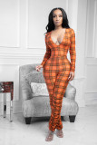 Autumn and winter women's classic plaid wrinkle jumpsuit