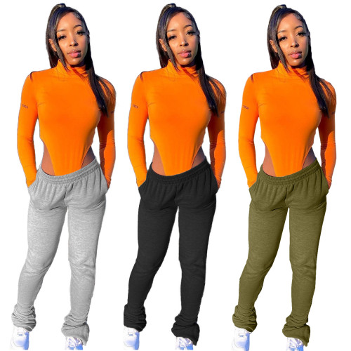 Autumn and winter women's clothing plus velvet sweater fabric, sports casual pile pile pants, pile pants