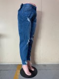 Fall/winter ripped stretch denim pants slim pants women's jeans