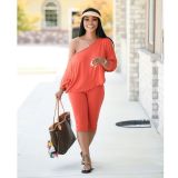 Pure color fashion loose suit summer and autumn two-piece suit