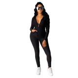 Autumn and winter fish scale pattern hooded casual sports suit