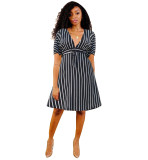 Fashion striped dress casual loose dress