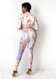 Printed sports shirt and trousers two-piece suit