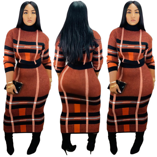 Autumn two-piece casual long-sleeved printed dress