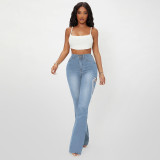 Plus size women's fashion urban lace-up jeans