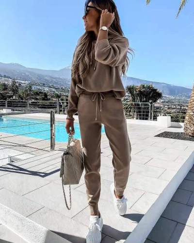 Two-piece casual long-sleeved sweater suit