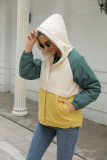 Contrasting color stitching hooded long-sleeved cotton-padded jacket