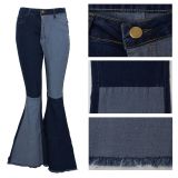 Fashion slim fit all-match stitching stretch flared pants jeans