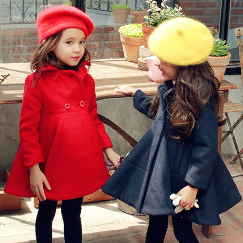 Small and medium-sized girls' loose woolen overcoat KIDS
