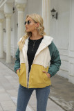 Contrasting color stitching hooded long-sleeved cotton-padded jacket