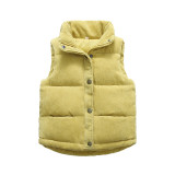 Solid outer vest for boys and girls corduroy stand collar vest KIDS