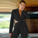 Long-sleeved lapel sexy hollow casual casual temperament small suit