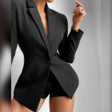 Lapel long sleeve mid-length casual casual suit
