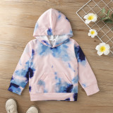 Tie dyed long sleeved hooded bag patchwork sweater and drawstring pants KIDS