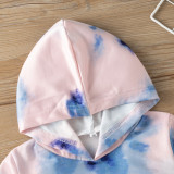 Tie dyed long sleeved hooded bag patchwork sweater and drawstring pants KIDS