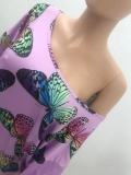 Butterfly print sexy loose dress