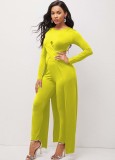 Solid color tights cross cutout two-piece suit