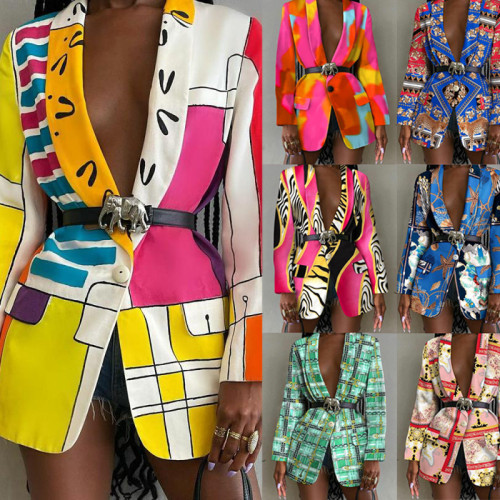 Fashion sexy printed jacket suit