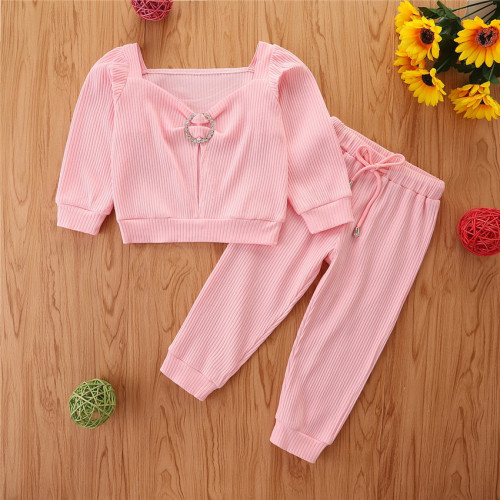 2021 autumn new girls' suit medium and small children's long sleeve leisure suit two-piece set
