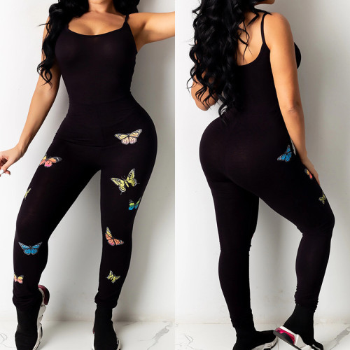 Printed Yoga Sexy Hip Lifting Sling Jumpsuit
