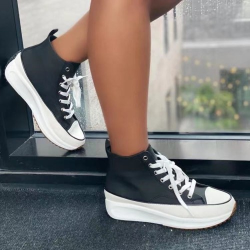 Thick soled lace up casual sneakers Plus size shoes