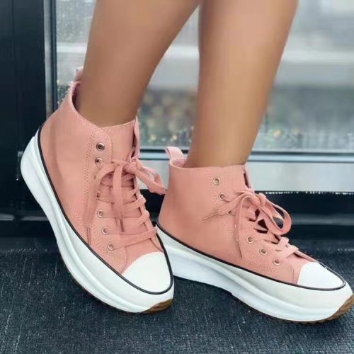 Thick soled lace up casual sneakers Plus size shoes