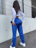 Fall solid color low-waist hip-lifting fashion casual lace-up sports trousers