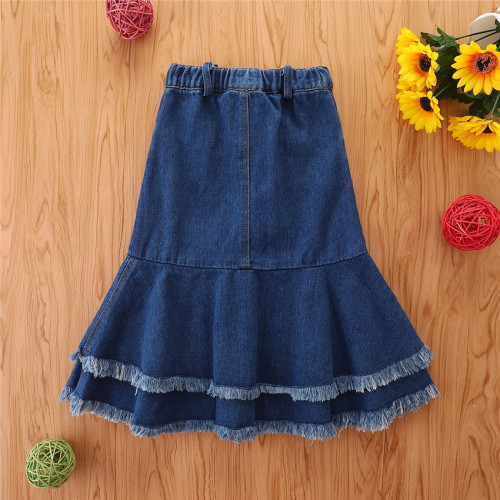 Ins girls' trend skirt 2021 autumn new girls' denim skirt children's foreign dress