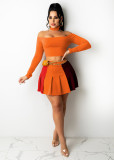 Autumn sexy contrast color short skirt suit