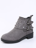 Short boots women's autumn and winter new buckle rivet solid Martin boots Plus size shoes