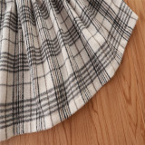 Girls' set 2021 autumn new Long Sleeve Plaid coat lined short skirt three piece set children's wear