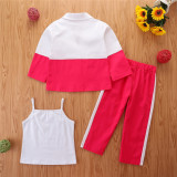 Girls trend set 2021 autumn new children's casual clothes long sleeve three piece set