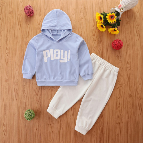 2021 autumn new girls' long sleeve suit children's hooded letter Top + casual pants
