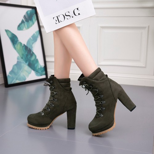 Thick heels, high heels and short boots for women in Europe and America in autumn Plus size shoes