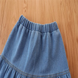 Ins girls' set 2021 autumn new trend small and medium-sized children's Denim Skirt Set two-piece set