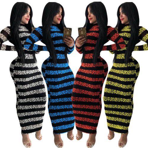 Printed zipper double-sided wear dress