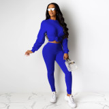 Autumn and winter fashion solid color long-sleeved two-piece sports suit