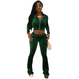 Korean velvet rib stitching sports and leisure suit two-piece suit