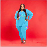Large size sports and leisure printing two-piece set