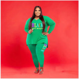 Large size sports and leisure printing two-piece set