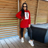 Autumn and winter loose casual long-sleeved hooded sweater dress women