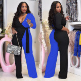 Large size fashion sexy solid color double fight jumpsuit