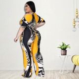 Plus Size Women's Fall 2021 New Mid-sleeve Left Off-the-shoulder Jumpsuit