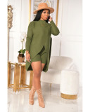 2021 autumn and winter new leisure medium length jacket and shorts cashmere sweater two-piece set