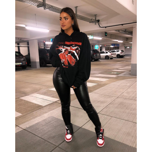 Autumn 2021 figure print sports casual long sleeve Hooded Sweater