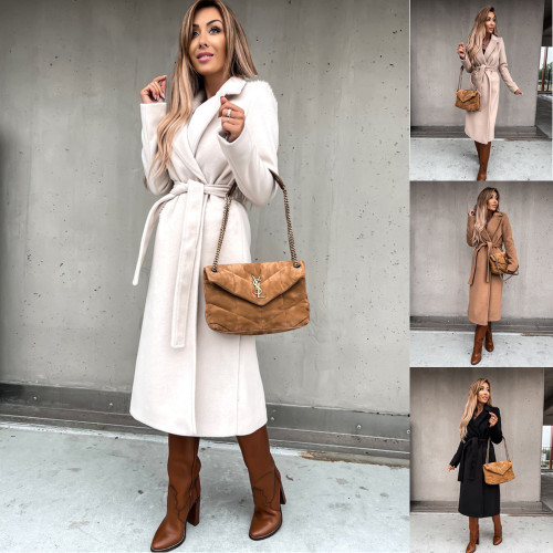 Simple long-sleeved V-neck jacket for autumn and winter